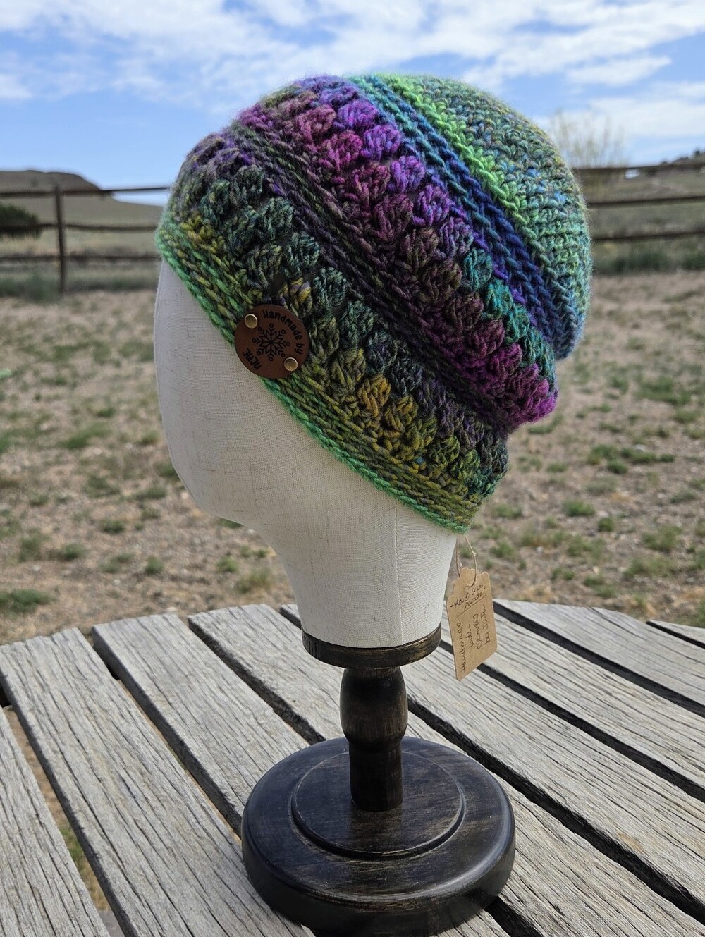 Artisan Handmade Crochet "Mardi Gras Parade" Cozy Boho Beanie Hat